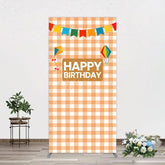 Aperturee - Aperturee Chessboard Pattern Kite Happy Birthday Rectangle Backdrop